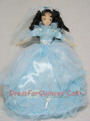 Sweet Blue Gown With 3/4 Length Sleeves For Barbie Doll