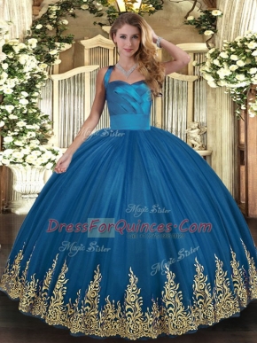 Best Sleeveless Lace Up Floor Length Appliques Quince Ball Gowns