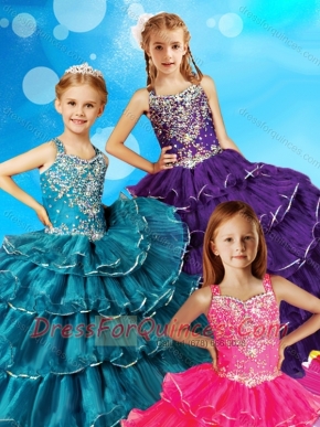 Discount Beaded and Ruffled Layers Adorable Little Girl Pageant Dress with Straps