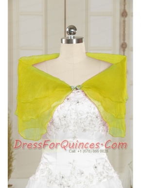 2015 Organza Beading New Style Shawls in Yellow