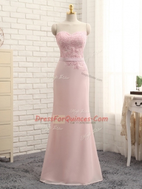 Baby Pink Sweetheart Neckline Lace Quinceanera Court Dresses Sleeveless Zipper