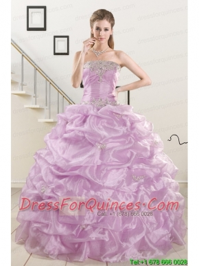 2015 Pretty Appliques and Ruffles Quinceanera Dresses in Lilac