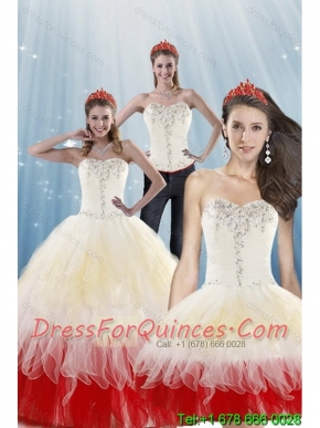 2015 New Styles Multi Color Quinceanera Dresses with BeadingLayers