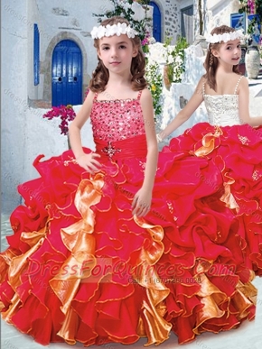 Luxurious Spaghetti Straps Little Girl Pageant Dresses with Beading and Ruffles