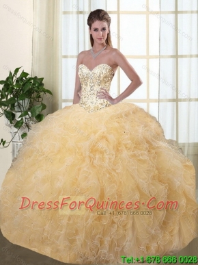 Perfect Chamagane Quinceanera Dresses with Beading and Ruffles for 2015
