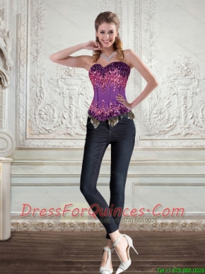 The Most Popular Multi Color Corset with Beading and Ruffles