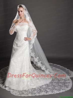 Perfect Lace Appliques Edge Organza Wedding Veil