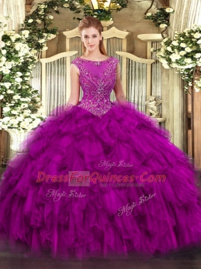 Hot Selling Sleeveless Beading and Ruffles Zipper Quinceanera Gowns