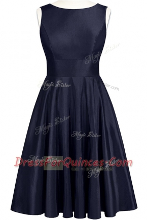 Super Scoop Navy Blue Sleeveless Taffeta Backless for Prom and Party