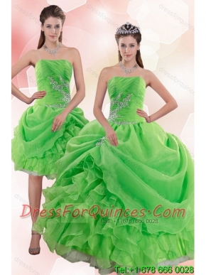 New Styles 2015 Pick Ups and Beading Quince Gowns in Spring Green