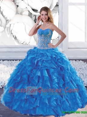 Sophisticated Sweetheart Teal Sweet 16 Dresses with Appliques and Ruffles
