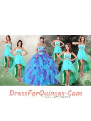 Perfect Applique and Ruffled Quinceanera Dress and High Low Beaded Dama Dresses