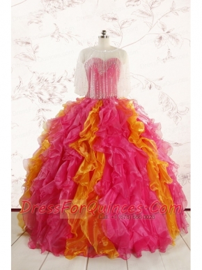 Inexpensive Beading Quinceanera Dresses in Multi color