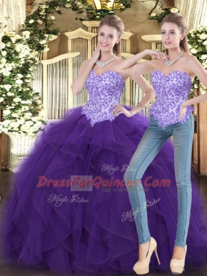 Sleeveless Beading and Ruffles Lace Up Quinceanera Dresses