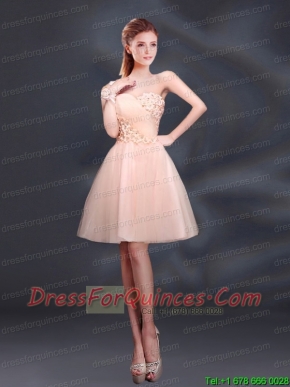 Sweet One Shoulder A Line Appliques 2015 Prom Dress
