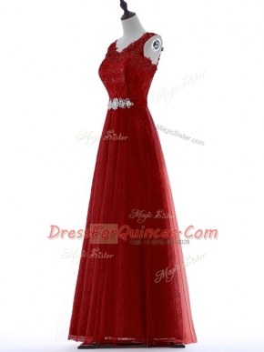 Short Sleeves Zipper Floor Length Beading and Lace Dress for Prom