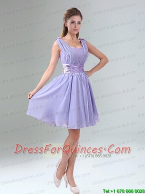 Perfect Straps Lavender Ruched Mini Length Junior Dress with Waistband