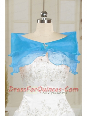 Fall Organza Beading Shawls in Baby Blue