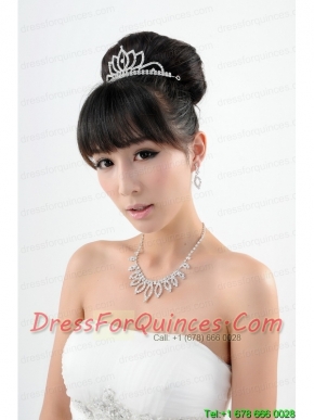 Shinning Crystal Crown with Necklace and Earings Jewelry Set