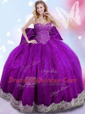 Floor Length Eggplant Purple Quinceanera Dresses Sweetheart Sleeveless Lace Up