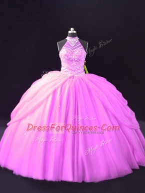 Sweet Floor Length Lilac Vestidos de Quinceanera Tulle Sleeveless Beading and Pick Ups
