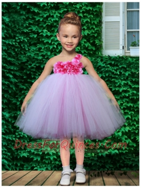 2014 Princess Lilac One Shoulder Knee-length Little Girl Dresses