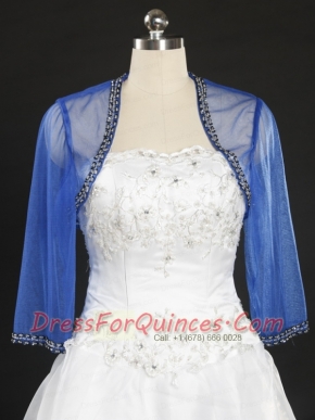 2015 Discount Royal Blue Long Sleeves Wraps with Beading