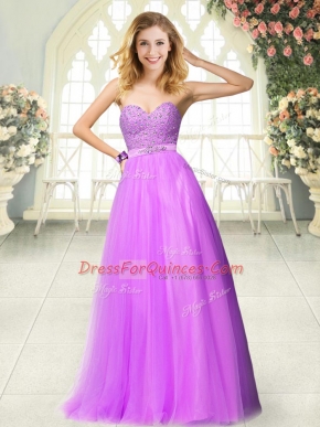 Sleeveless Zipper Floor Length Beading Prom Dresses