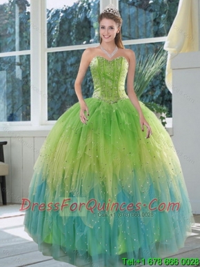 The Most Popular 2015 Cheap Appliques and Ruffles Sweet 15 Dress