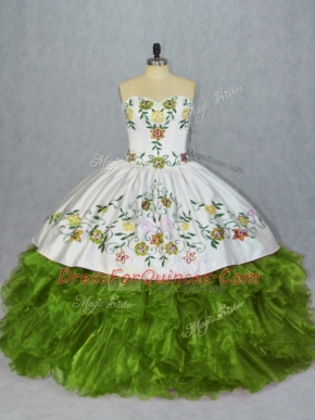 Luxurious Olive Green Sleeveless Organza Lace Up 15 Quinceanera Dress for Sweet 16 and Quinceanera