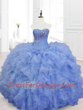 Beautiful  Blue Sweet 16 Dresses with Beading and Ruffles
