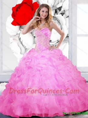 Custom Made Beading and Ruffles Sweetheart Quinceanera Gown for 2015