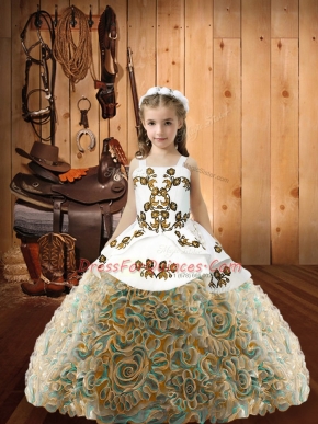 Exquisite Multi-color Sleeveless Embroidery Floor Length Kids Formal Wear
