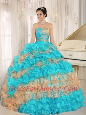 Stylish Multi-color 2013 Quinceanera Dress Ruffles With Appliques Sweetheart In New Styles