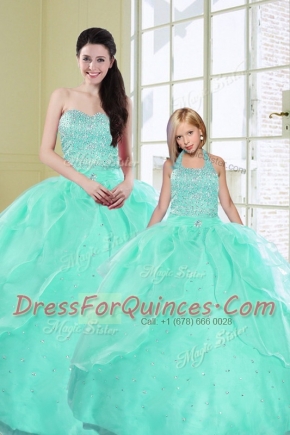 Nice Organza Sleeveless Floor Length Sweet 16 Quinceanera Dress and Beading and Sequins
