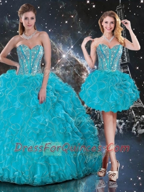 2016 Hot Sale Detachable Sweetheart Sweet 16 Dresses with Beading and Ruffles
