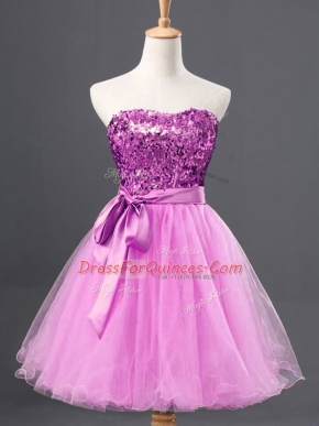 Sumptuous Sequins Prom Party Dress Lilac Zipper Sleeveless Mini Length