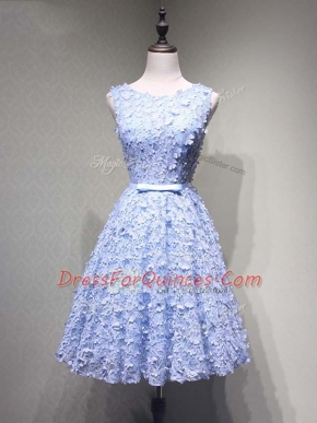 Top Selling Lavender Lace Up Prom Evening Gown Belt Sleeveless Mini Length