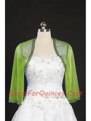 2015 Spring Green Beading Wraps with Long Sleeves
