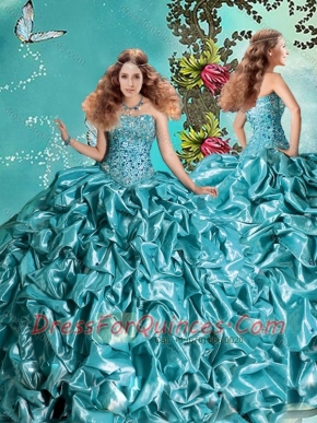 Exclusive Visible Boning Bubble and Beaded Teal Discount Quinceanera Dresses in Taffeta