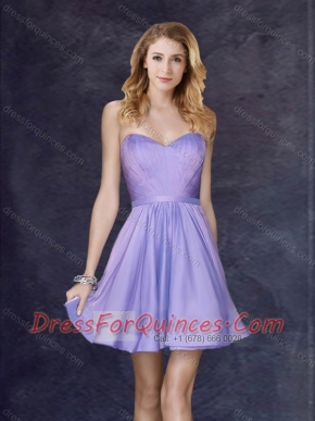 New Arrival Lavender Short Prom Dress with Belt