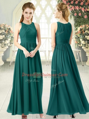Luxurious Ankle Length Empire Sleeveless Green Prom Dresses Zipper