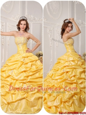 Elegant Ball Gown Pick Ups and Appliques Quinceanera Gowns
