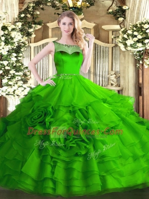 Custom Made Ball Gowns Ball Gown Prom Dress Scoop Organza Sleeveless Floor Length Zipper