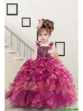 Custom Made Burgundy Little Girl Dress with Beading and Ruffles for 2015