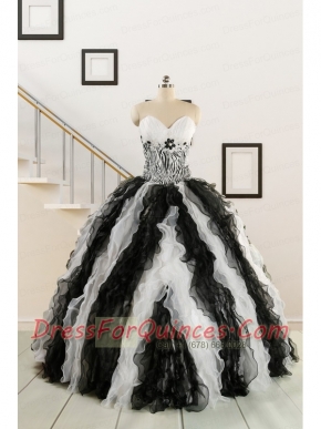 Exclusive Black and White Quinceanera Dresses with Zebra and Ruffles