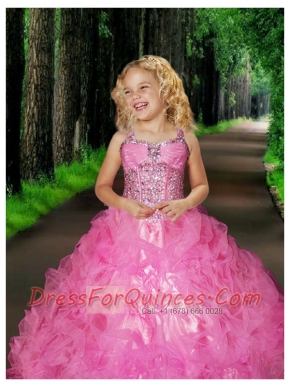 2014 Ball Gown Sweetheart Pretty Rose Pink Little Gril Pageant Dress