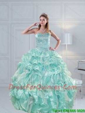 2015 Classical Strapless Beading Quinceanera Dresses in Aqual Blue