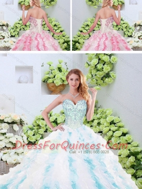 Popular Beading and Ruffles Quinceanera Dresses with Brush Train