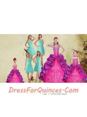 Multi Color Spaghetti Straps Ruffles Quinceanera Dress and Square Knee Length Dama Dresses and Beautiful Ball Gown Little Girl Dress